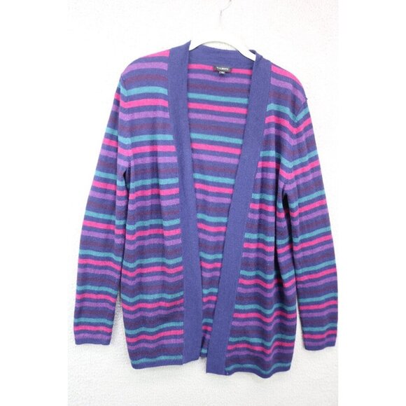 Talbots Long Sleeve Open Cardigan-Lamb's Wool-Stripes-Size Medium - Picture 1 of 11
